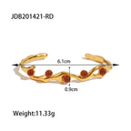 French Retro Green and Red Natural Stone Bracelet
