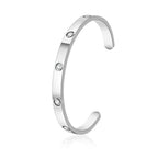 Simple and Elegant Diamond-Encrusted C-Shaped Bracelet