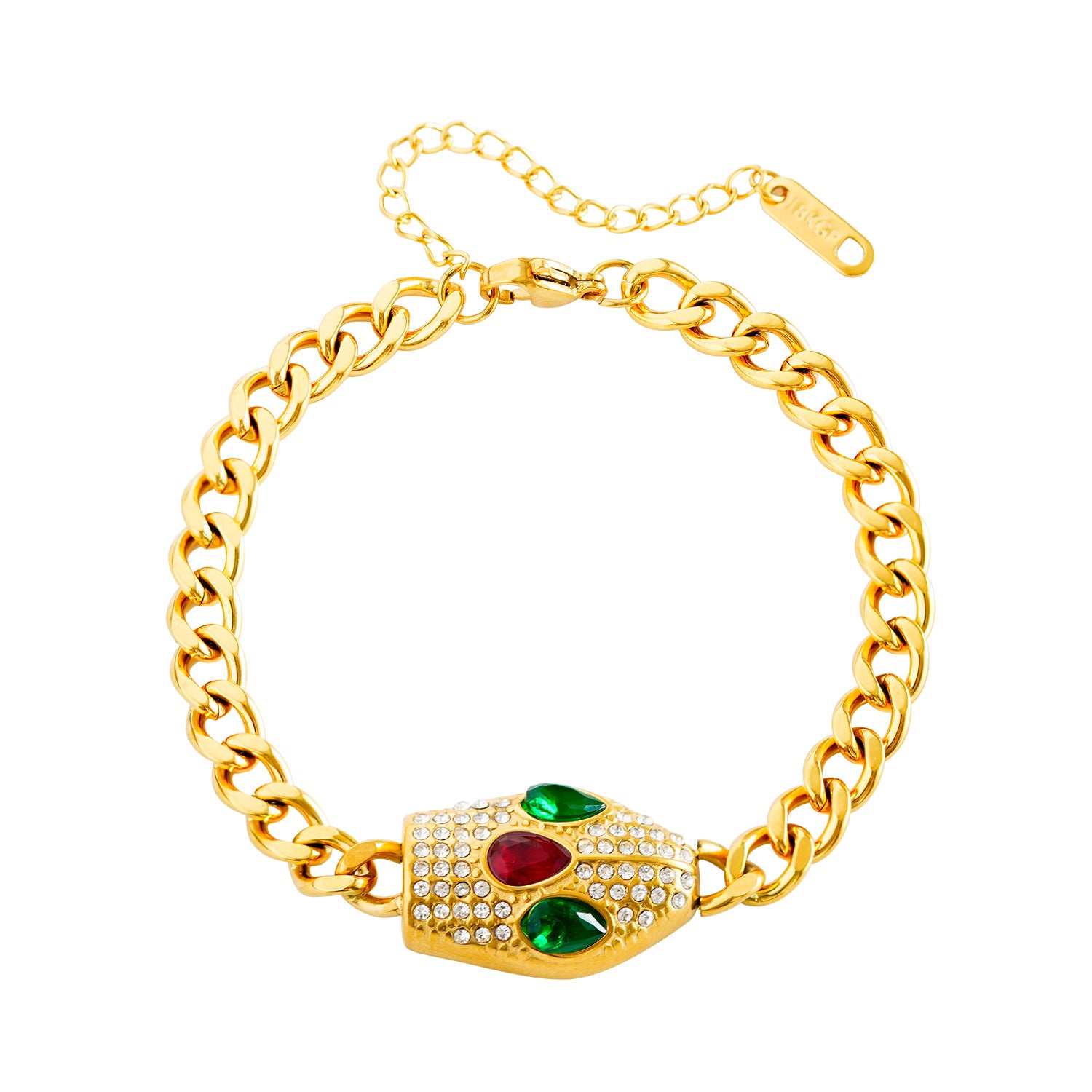 Green Red-Eyed Snake Bracelet for Women