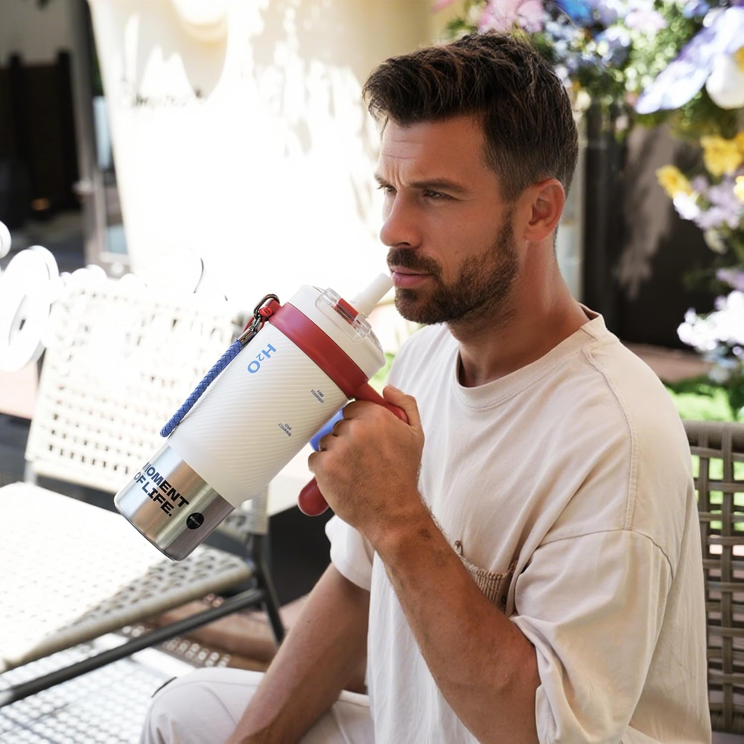 Tumbler with Handle and Straw