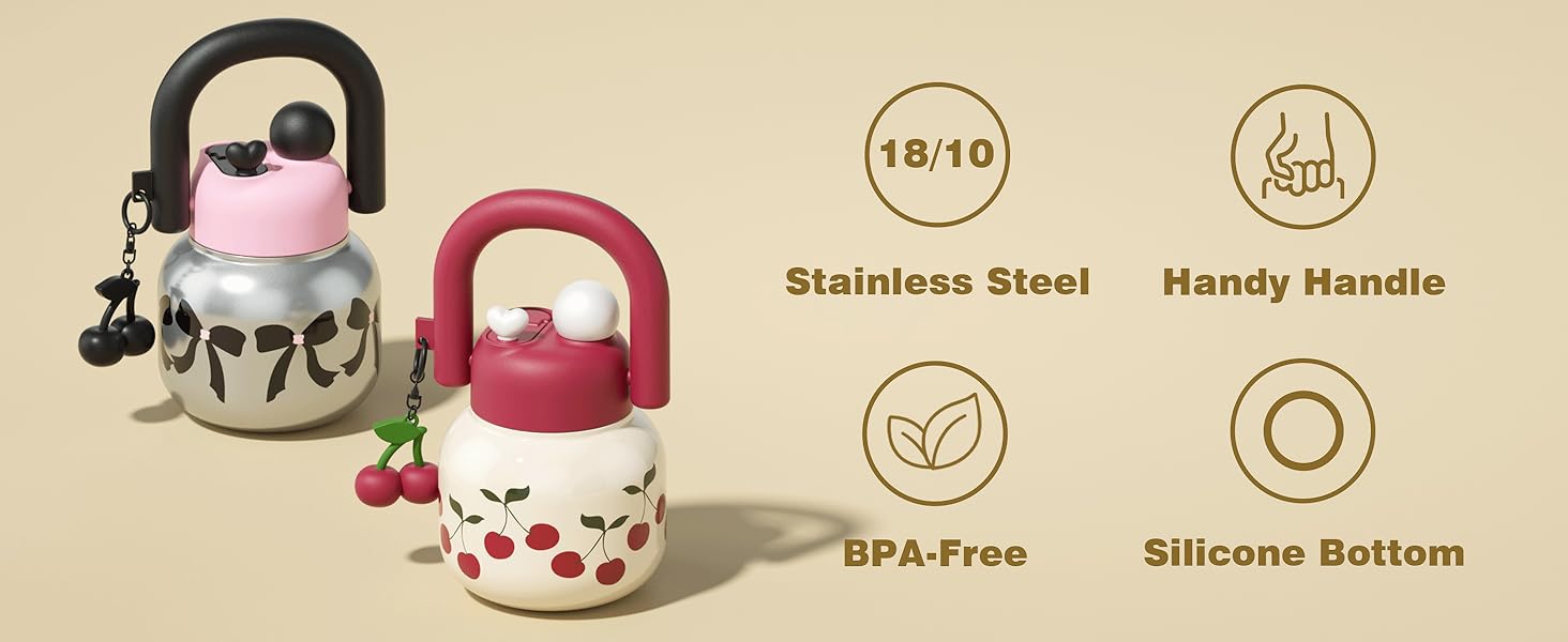 22 oz Water Bottle with Straw and Carry Handle