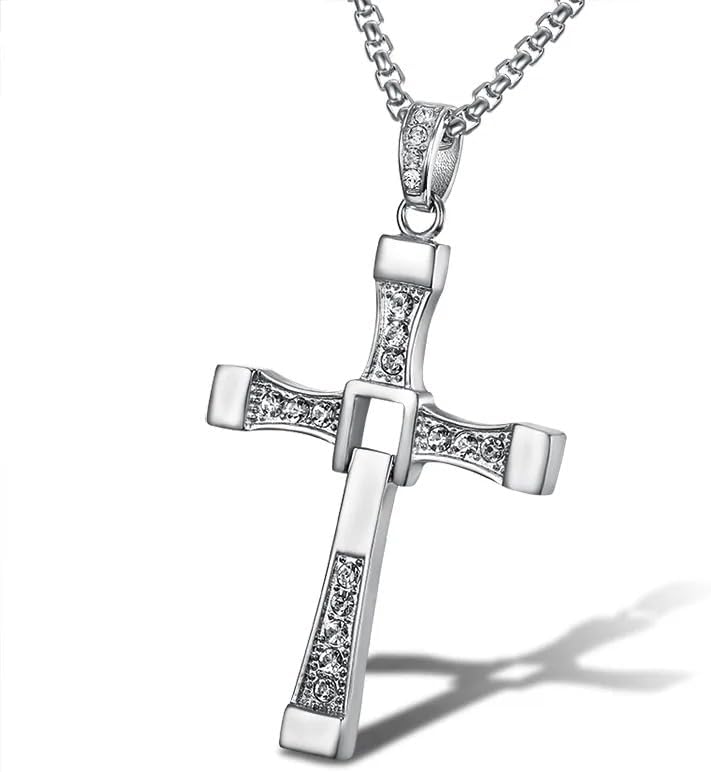 Movies Actor Rhinestone Cross Crystal Pendant Chain Necklace