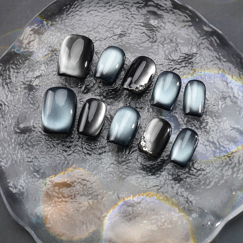 Multicolor Cat Eye Magnetic Nails - Trendy Daily/Party Style