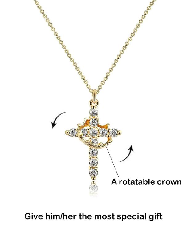 Simple Crown & Cross Pendant Choker Easter Necklace for Women & Men & Girls Pretty Crown Cross Necklace For Daily Party Clothing Decor Trendy All-match & Exquisite Jewelry gift Outdoorfun For Summer dealsforyoudays Back To School