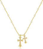 Plated Double Cross Pendant Necklace