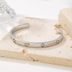 Simple and Elegant Diamond-Encrusted C-Shaped Bracelet