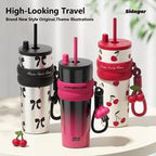 24oz Iced Coffee Tumbler – 316L Stainless Steel  Leakproof Lid + Straw