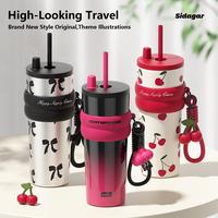 24oz Iced Coffee Tumbler – 316L Stainless Steel  Leakproof Lid + Straw