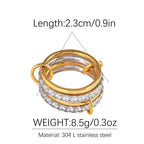 Gold Circle Ring Buckle Diamond Multi-layer Ring