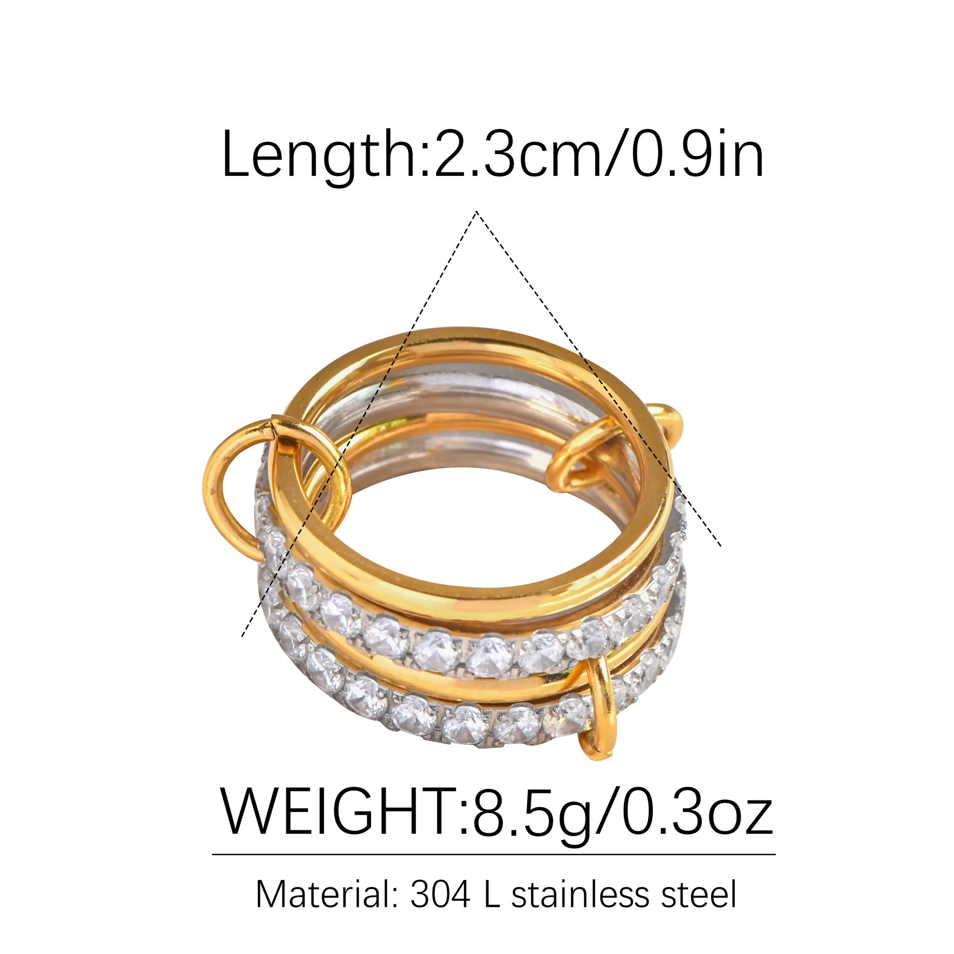 Gold Circle Ring Buckle Diamond Multi-layer Ring