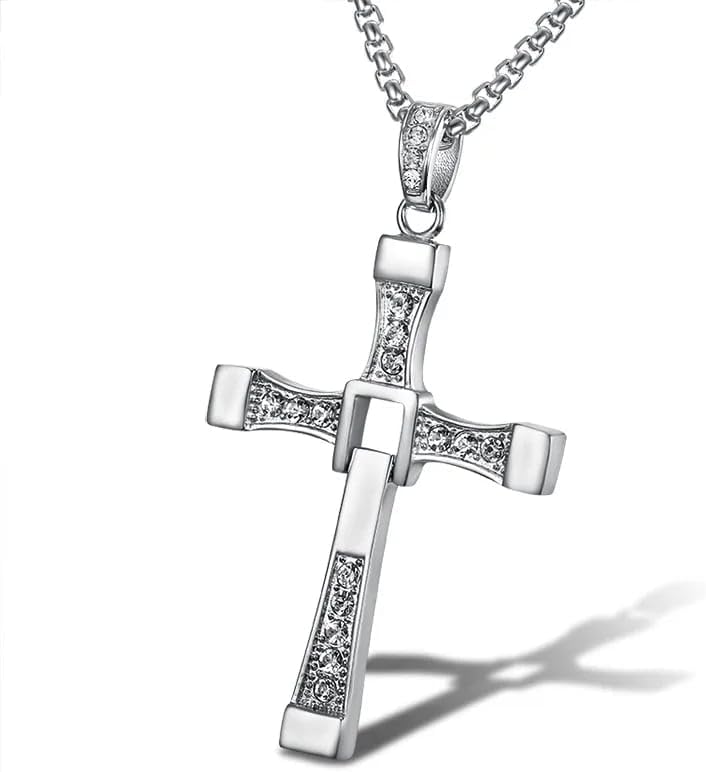 Movies Actor Rhinestone Cross Crystal Pendant Chain Necklace