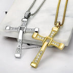 Movies Actor Rhinestone Cross Crystal Pendant Chain Necklace