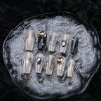 Spider & Web Design Beige - Toned Nail Set with Sparkle Accents - Halloween - Ready Manicure