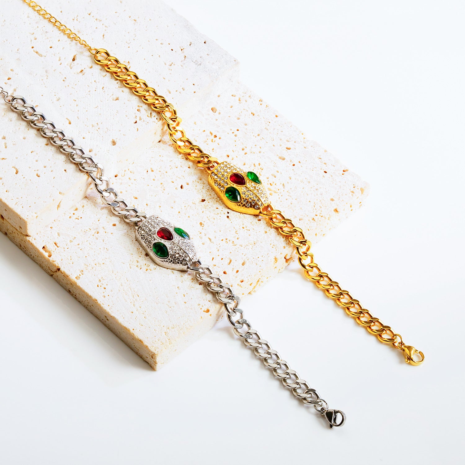 Green Red-Eyed Snake Bracelet for Women
