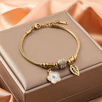 Five-leaf Clover Inlaid Diamond Pendant Bracelet