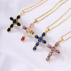Radiant Cross CZ Stone Necklace