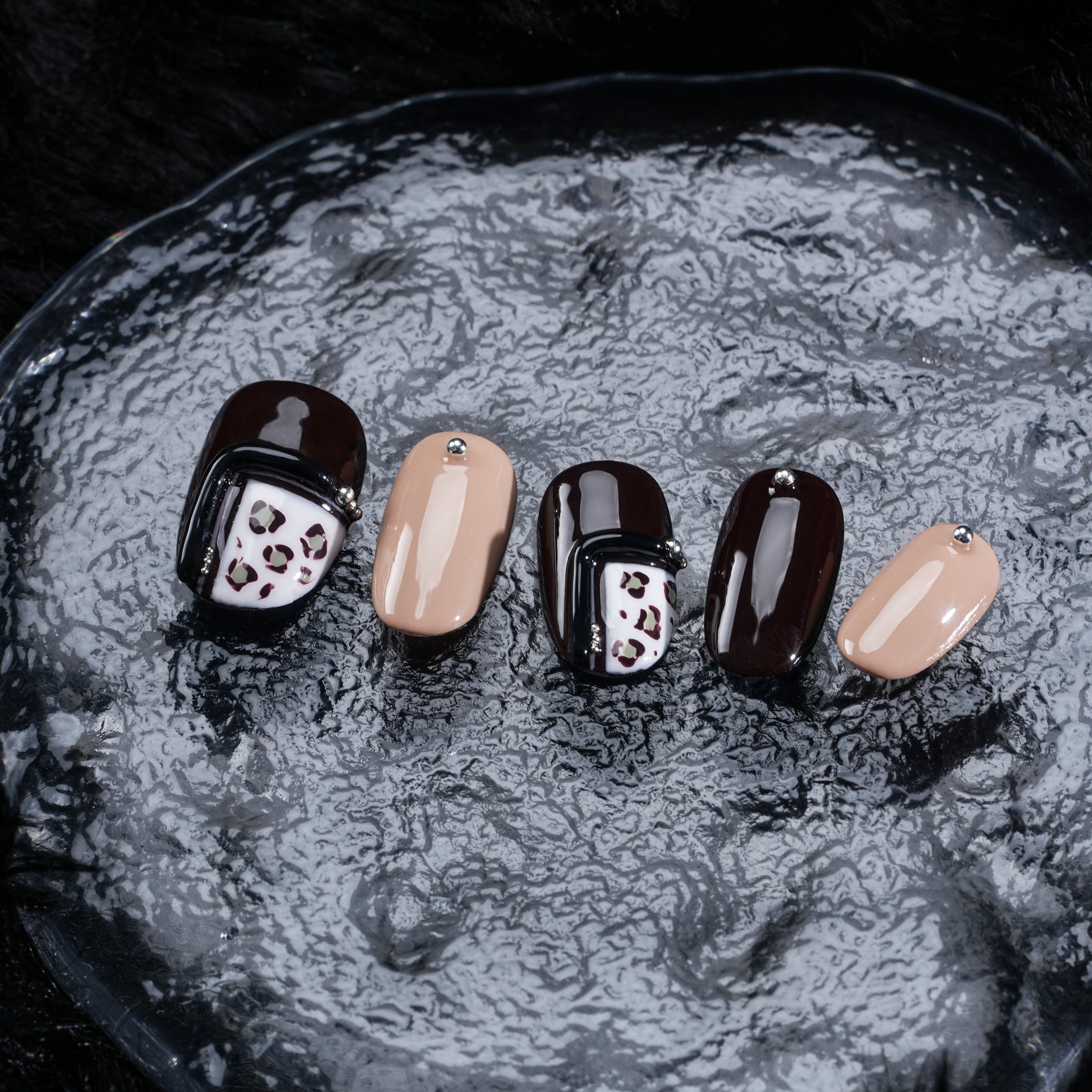 Trendy Two - Tone Leopard Nails with Sparkle - Must - Have Manicure