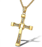 Movies Actor Rhinestone Cross Crystal Pendant Chain Necklace