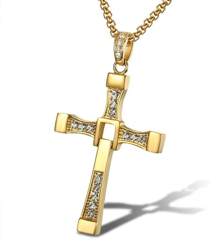 Movies Actor Rhinestone Cross Crystal Pendant Chain Necklace