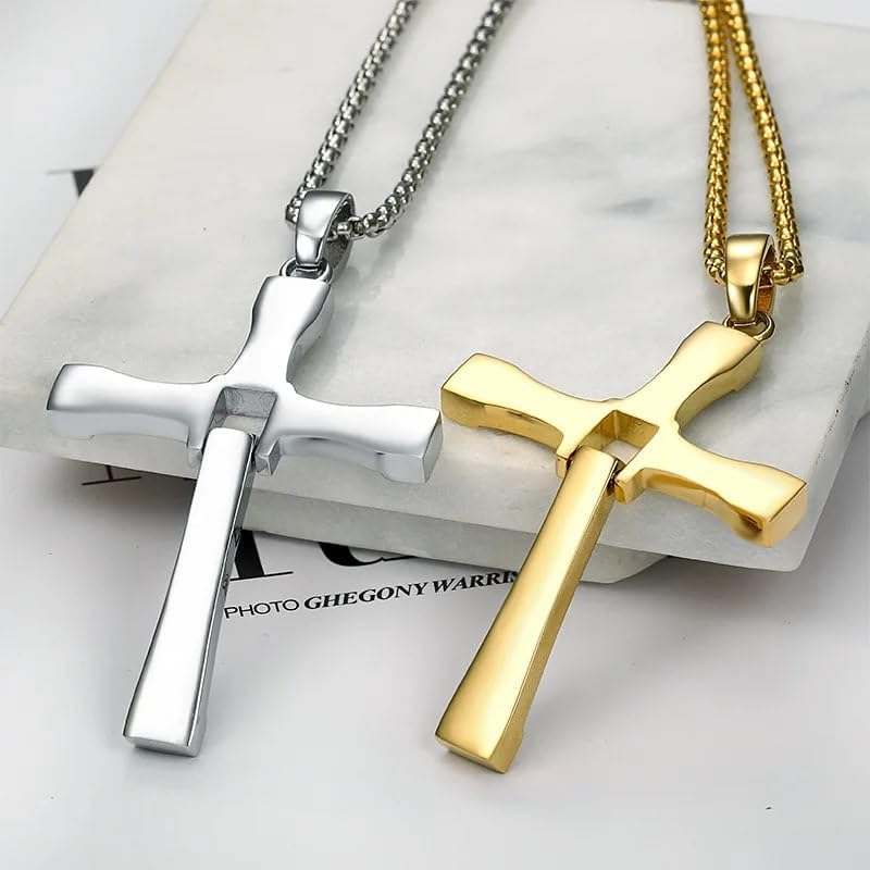 Movies Actor Rhinestone Cross Crystal Pendant Chain Necklace