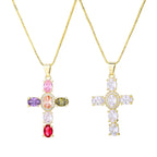Radiant Cross CZ Stone Necklace
