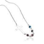 Cross Family Birthstone Necklace